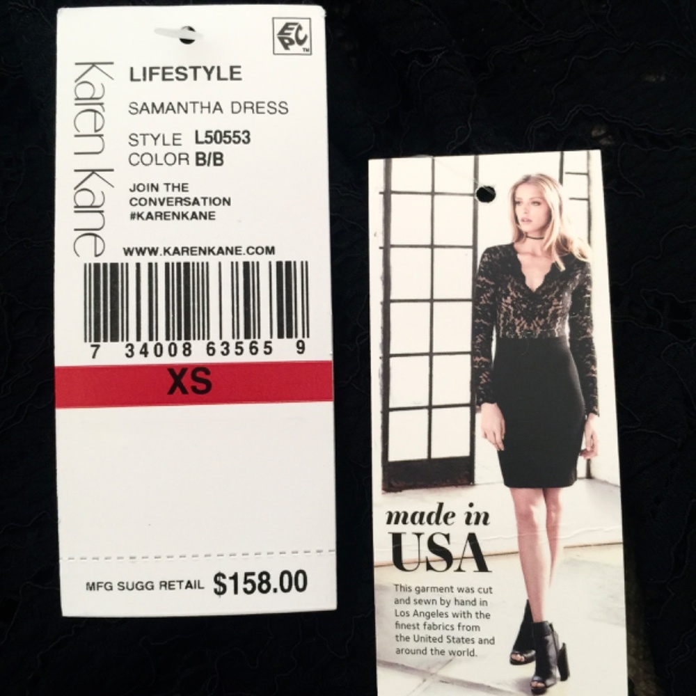 Karen Kane black lace Samantha dress, off shoulder, 3/4 bell sleeves Size XS - Picture 7 of 8